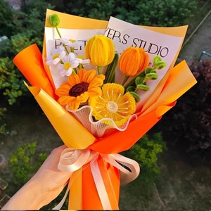 Ramo de <span class=keywords><strong>Tulipanes</strong></span> y Rosas de Ganchillo Hechos a Mano, Flores Artificiales, Regalo para el Día de la Madre, San Valentín, Graduación - Product Image 3