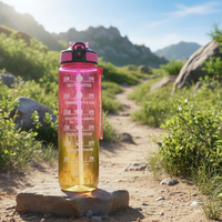 Bouteille d'eau de sport sans BPA de 32 oz (1 L) avec marqueur de temps, paille à boire directe, filtre à tamis pour la salle de sport et le fitness