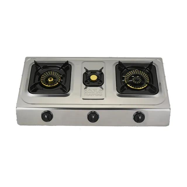 Cuisinière portable multifonctionnelle de qualité supérieure, cuisinière à gaz à 3 brûleurs, table de cuisson à gaz en acier inoxydable