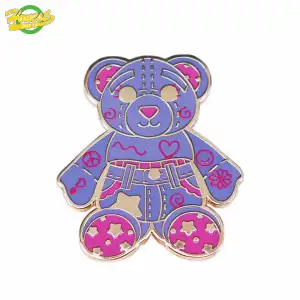 New original pins cute kawaii badges purple toy bear custom brooch jewelry hard enamel pin in chinese