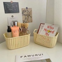 Ensemble de paniers de rangement en plastique tressé, organiseur de bureau pour garde-manger, cuisine, salle de bain, maison, bureau, décoration de luxe