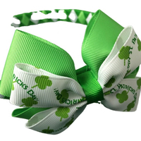 Serre-tête pour enfants pour la Saint-Patrick, avec nœud en ruban imprimé trèfle vert, accessoire de cheveux tressé pour fête des enfants