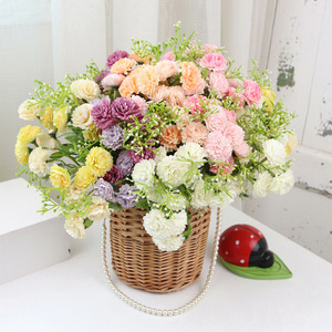 Ramo de 6 ramas de claveles pequeños y flores artificiales de lila para decoración de paredes florales y accesorios para bonsáis - Product Image 3