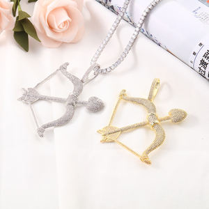 Pendentif en forme de flèche d'amour <span class=keywords><strong>Cupidon</strong></span>, design le plus récent, micro-zircon, bijoux en or, pendentif glacé pour la Saint-Valentin - Product Image 6