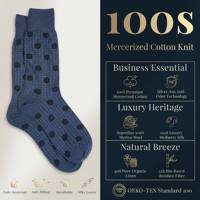 Calcetines de Vestir Personalizados para Hombre, de Lujo, 240N, Algodón Mercerizado, Diseño de Lunares Azules, Antibacterianos, Novedad, Regalo Corporativo