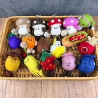 Porte-clés en laine feutrée à la main, pendentif alimentaire en feutre, breloque Kawaii Fruits et Champignons, cadeau d'art textile en gros