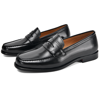 Mocassins pour hommes en cuir véritable de style britannique, confortables, à enfiler, motif uni, chaussures de bureau et de carrière