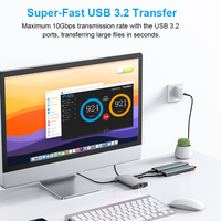 Hub Usb-c 9 en 1 USB 3,0 3,1/3,2 Gen 2 5/10Gbps RJ45 PD Estación de acoplamiento de interfaz múltiple para impresora de tableta HP Surface 3 samsung