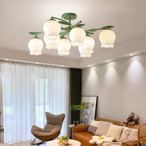 French Country Style Wabi-Sabi <b>Dining</b> Room Chandelier Creamy Floral Wizard Oz Bedroom Main <b>Light</b> 60W Power - Product Image 6