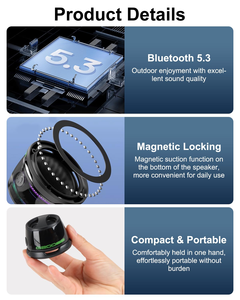 Mini haut-parleur audio sans fil portable pour l'extérieur et la maison, éclairage LED RGB, horloge, magnétique, téléphone portable - Product Image 3