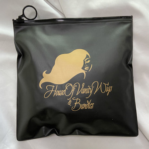 Custom Black Matte PVC Zipper Bag with Ring Pull Closure Gold Logo Printing for Apparel Cosmetic Packaging OEM - Product Image 4