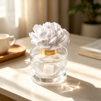 Diffuseur d'huiles essentielles en céramique parfumée, pierre aromatique, fleur en porcelaine faite à la main, bouteille en verre 100 ml, parfum d'ambiance pour la maison