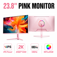 Monitor para Juegos Rosa de 23.8 Pulgadas, 2K QHD, 180Hz, Panel IPS Rápido de 1ms, Monitor LCD para PC de Escritorio, Venta al Por Mayor de Fábrica OEM