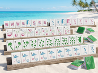 Tuiles de Mahjong en Acrylique Personnalisables Modernes et Luxueuses, Motif Côte Corallienne, Perles d'Eau, Écologiques, Durables, Portables pour 4 Joueurs, Idéales pour les Vacances