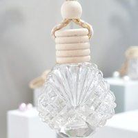 Diffuseur de parfum pour voiture en verre en forme de coquille, flacon suspendu, désodorisant, bouchon en bois, logo personnalisé, vente en gros