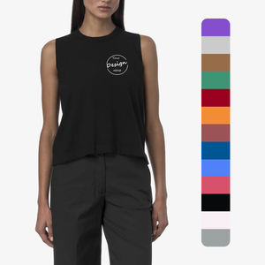 Fabricant d'équipement d'origine Imprimé Flocage Personnalisé 95 Coton Peigné 5 Spandex Anti-transpiration Vêtements de sport de remise en forme Tenue ample Débardeurs pour femmes - Product Image 1