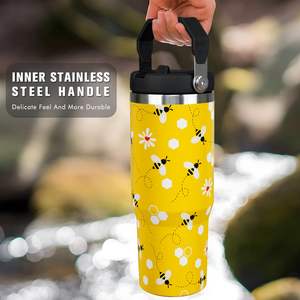Custom Logo 30 oz <b>Bee</b> Tumbler with Handle <b>Gifts</b> for <b>Bee</b> Lover 30oz Stainless Steel Travel Cup Mug Water Bottle - Product Image 2