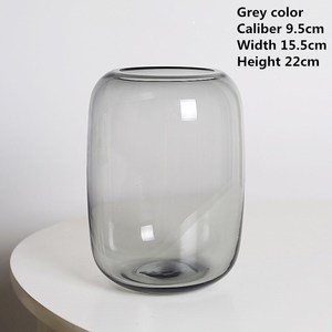 Vases à fleurs en verre gris clair moderne Vase en verre rond transparent à gros ventre Pantalon hydroponique Réservoir de poissons Bocal à poissons - Product Image 5