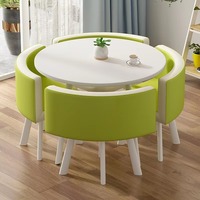 Ensemble de table et 4 chaises modernes en métal durable pour restaurant, mobilier commercial peu encombrant pour centre commercial, école, hôtel, boutique