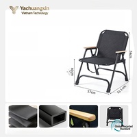 Chaise pliante d'extérieur avec accoudoirs en bois, tissu Oxford, structure en fer, design moderne pour le camping, le parc, le jardin