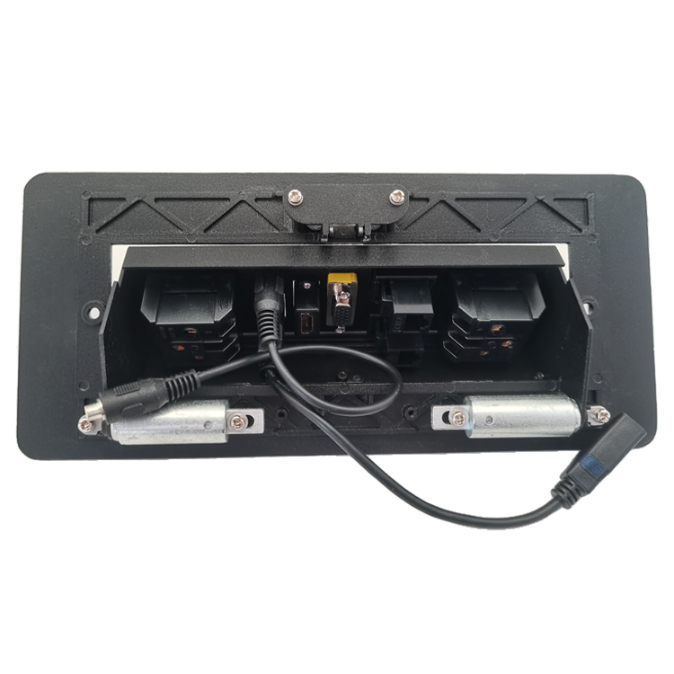 Black Top Grade Desktop Power Socket Usb Double 16a 2-Pin/3pin Sockets Slowly Pop up Embedded Conference Desktop Socket