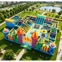Parcours d'obstacles commercial à louer, château gonflable avec toboggan, aire de jeux extérieure, parc d'attractions gonflable