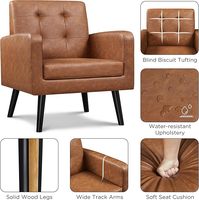 Fauteuils d'appoint BETUXE de style mid-century, chaise de salon moderne rembourrée, fauteuil confortable avec dossier en bois massif capitonné, meubles pour la maison