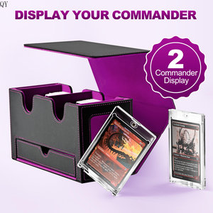 Caja de almacenamiento de tarjetas morada de calidad premium QY con bandeja para dados y ranuras para tarjetas coleccionables - Product Image 3