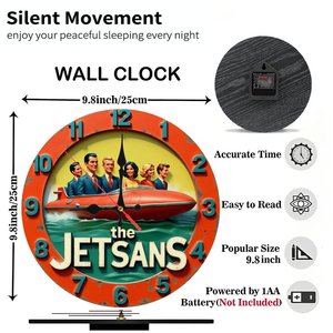 <b>Round</b> Wooden Wall Clock 25cm Slim Frame Silent Non Ticking Home Office Simple Wall Clock - Product Image 4