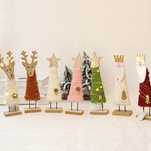 Décoration <span class=keywords><strong>de</strong></span> Noël en <span class=keywords><strong>bois</strong></span> <span class=keywords><strong>de</strong></span> cerf en feutre <span class=keywords><strong>de</strong></span> <span class=keywords><strong>laine</strong></span> blanche, cadeau pour enfants, ornement <span class=keywords><strong>de</strong></span> bureau - Product Image 1