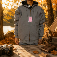 Veste de travail d'hiver à capuche, style basique, en toile de canard, isolée, avec logo personnalisé, motif écossais, grandes tailles, pour vêtements de travail OEM