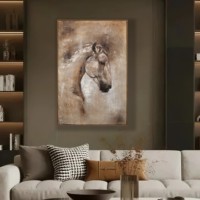 Nouvelle conception de décoration intérieure, peinture de tête de cheval, peinture animale de cheval peinte à la main sur toile et arts muraux