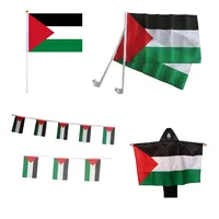 100% Polyester Double Face Taille Personnalisée Style Couleur Main Drapeau Palestine pour voiture, voiture drapeau Palestine, drapeau Palestine gratuit pas cher