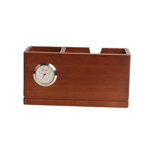 Wooden Office Organizer Rectangle Desk <b>Storage</b> Box With Clock Multifunctional Pen Holder For Neatening And Business Gifts - Product Image 5