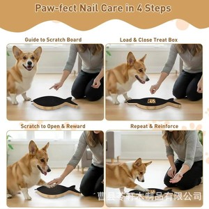 New cross-border style solid wood rotating dog <b>scratching</b> <b>post</b>, food storage box, protects dog's paws, slow-feeding bowl. - Product Image 5