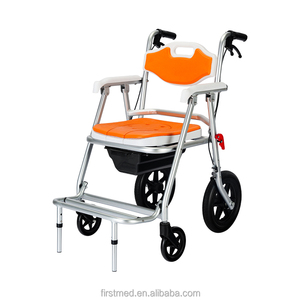 Sedia Comoda Pieghevole <span class=keywords><strong>con</strong></span> Ruote in Lega di Alluminio per Uso Domestico - Sedia Portatile per WC e Doccia, Capacità 150KG per Anziani e Disabili - Product Image 1