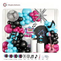 Perlengkapan Dekorasi Balon Musik Rock Disco, Radio Retro, Mikrofon, Gitar, Balon Foil Not Musik, 80an 90an, Hip Hop, Karaoke, Pesta Ulang Tahun