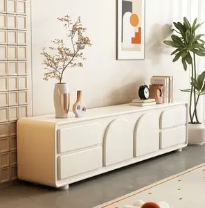 Căn hộ nhỏ màu trắng tối giản tủ TV hiện đại phong cách Pháp phòng khách phong cách Châu Âu đơn giản