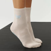 Calcetines de Yoga Personalizados al por Mayor, Calcetines de Pilates de Algodón con Silicona Antideslizante para Mujer, con Logotipo Personalizado