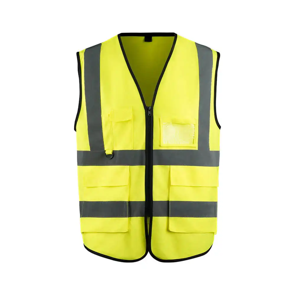 سترة سلامة عاكسة مصنوعة 100% من البوليستر بشعار مخصص Hivis ملابس أعمال على البناء