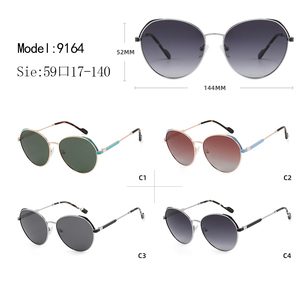 Gafas de sol tipo ojo de gato para mujer, lentes degradadas con montura completa, montura de oro rosa, detalles en azul, protección UV - Product Image 2