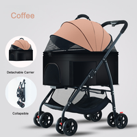 Poussette 3-en-1 en acier pour animaux de compagnie, détachable, pliable, à 4 roues, toutes saisons, pour chiens et chats, idéale pour les voyages et le camping