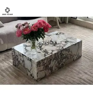 Natural Marble Stone Furniture Purple Coffee Table Low Plinth Marble Living Room Luxury Calacatta Violet Viola Coffee Table