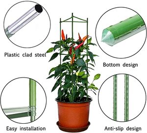 Treillis de jardin multifonctionnel en acier à revêtement vert déformable Plantes Légumes Grimpants Support triangulaire en fer - Product Image 4