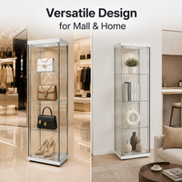 Vitrine de magasin de bijoux et montres en verre trempé, 5 étagères, avec serrure à clé