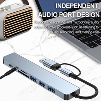 Estación de Acoplamiento Inteligente JustLink 8 en 1 USB 3.0 C de Aluminio, Hub USB Tipo C con Carga PD para Adaptador de Computadora Tipo C
