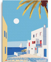 Kit de peinture en argile ultra-légère DIY, bâtiments et palmiers au bord de la mer, ensemble d'art en argile 3D pour enfants et adultes