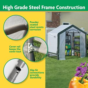 เรือนเพาะชำขนาดเล็กกลางแจ้ง 6' x 6' x 6' พร้อมผ้าคลุมกันรังสียูวี แผงซิป ผ้าคลุมใส เหมาะสำหรับการปลูกพืชทุกฤดู - Product Image 4