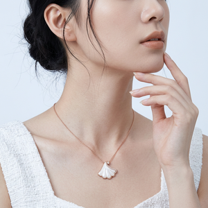New Collection Exquisite Natural White Mother-of-Pearl Necklace Jewelry 18K Solid Gold Real Natural Diamonds Pendant Necklace - Product Image 6