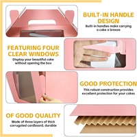 Cajas de Papel Desechables Rosadas, Portátiles y Plegables para Transportar Pasteles en Capas